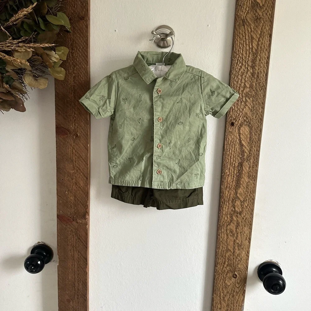 Carter’s Button Up & Shorts Set 9 Month Baby Boy  Euc  Bin 16